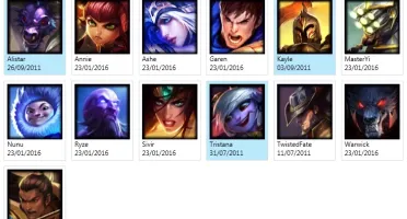 Conta com 13 campeões e 3 Skins (Kayle Juiza)
