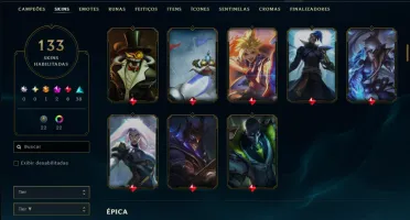 Unranked com TODOS os Champs e 133 Skins ( JG / MID / ADC )
