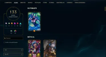 Unranked com TODOS os Champs e 133 Skins ( JG / MID / ADC )