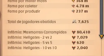 Conta Albion END GAME coletor full t8 / 100m prata