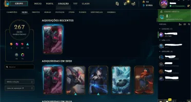 CONTA OURO2, 260 SKINS, INCLUINDO 2 LENDÁRIAS, SONA E MF.