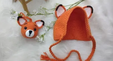 Toucas Em Croche Para Bebês Com Chaveiro - Raposa