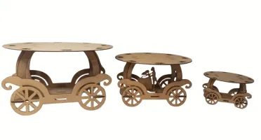 Kit base para bolo MDF cru – 3 Bandejas carruagem p/...