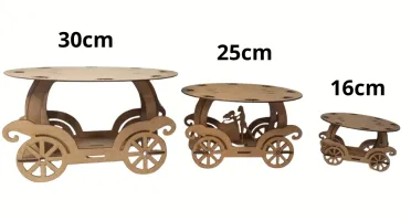 Kit base para bolo MDF cru – 3 Bandejas carruagem p/...
