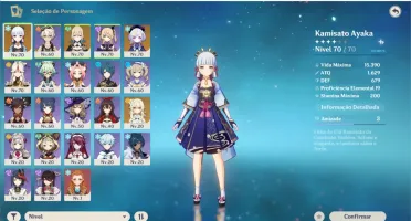 GENSHIN IMPACT CONTA COM AYAKA E JEAN E QIQI E ARMA 5*