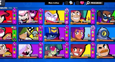 Conta Brawl Stars 77K | 106 Brawlers | 74 Hiper | 331 Skins