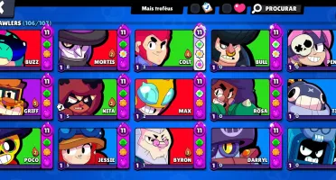 Conta Brawl Stars 77K | 106 Brawlers | 74 Hiper | 331 Skins