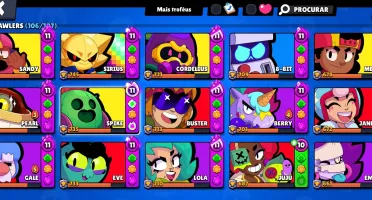 Conta Brawl Stars 77K | 106 Brawlers | 74 Hiper | 331 Skins