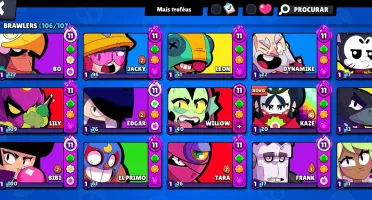 Conta Brawl Stars 77K | 106 Brawlers | 74 Hiper | 331 Skins