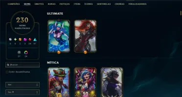 Unranked com 130 Champs e 230 Skins ( MID / JG / ADC )
