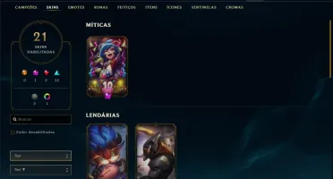 Conta prata 4 com 21 skins e 48 champs