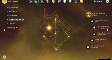 Zhongli C1, Diluc, Keqing, Qiqi, Wolf's Gravestone e +