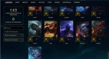 Conta unranked com 46 Champs e 17 Skins + 1 Espolio de skin