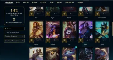 Conta unranked com 46 Champs e 17 Skins + 1 Espolio de skin