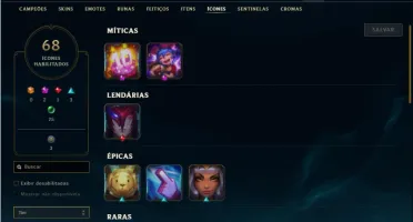 Conta unranked com 46 Champs e 17 Skins + 1 Espolio de skin