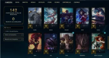 Conta unranked com 46 Champs e 17 Skins + 1 Espolio de skin