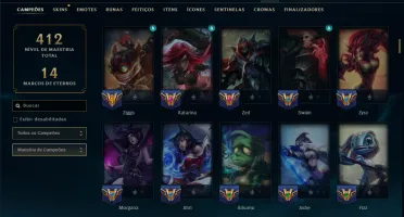 Bronze 2 com TODOS os Champs e 120 Skins ( MID / JG )