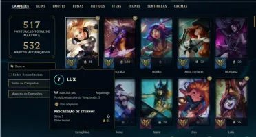 Conta bronze 3 com 125 Champ e 136 Skins+ 1 Prestigio da lux