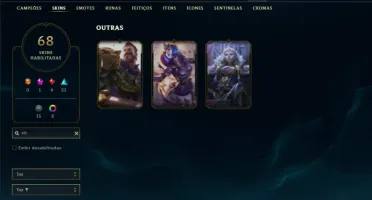 Unranked com 140 Champs e 68 Skins ( JG / MID / TOP )