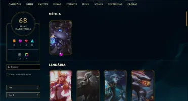 Unranked com 140 Champs e 68 Skins ( JG / MID / TOP )