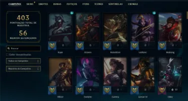 Unranked com 140 Champs e 68 Skins ( JG / MID / TOP )