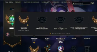 Ouro 4 com 125 Champs e 73 Skins + 5 Vitoriosas