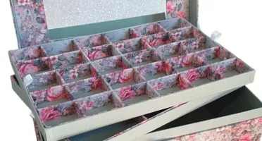 Caixa Grande Floral com 5 Andares para Joias e Bijuterias