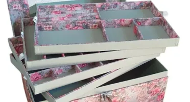 Caixa Grande Floral com 5 Andares para Joias e Bijuterias