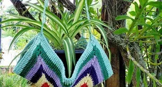 Cestinha / Suporte para Vaso em Crochê