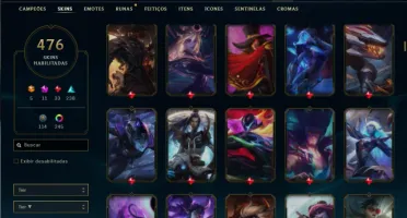 Unranked com TODOS os champs e 476 Skins + 8 Prestigios