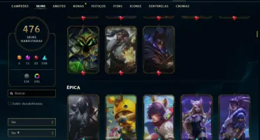 Unranked com TODOS os champs e 476 Skins + 8 Prestigios