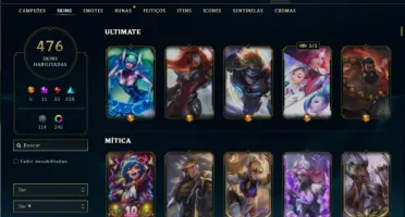 Unranked com TODOS os champs e 476 Skins + 8 Prestigios