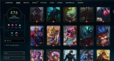 Unranked com TODOS os champs e 476 Skins + 8 Prestigios