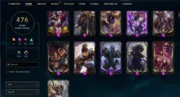 Unranked com TODOS os champs e 476 Skins + 8 Prestigios