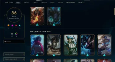 Conta Lol 99 champ, 86 skins, parei de jogar tem muito tempo
