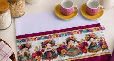 Pano de Prato Artesanal com barrado Coleção México
