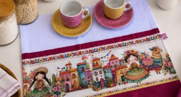 Pano de Prato Artesanal com barrado Coleção México