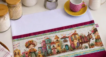 Pano de Prato Artesanal com barrado Coleção México