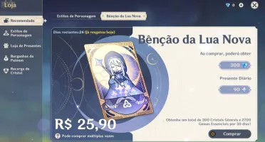 Conta Genshin Impact com benção da lua ativa
