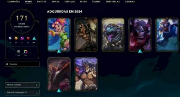 Conta LOL nvl 294 - todos os champs, 171 skins 12k ea