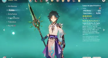 Melhor Conta Xiao e Qiqi Genshin Lança de Jade 5 Rank 22