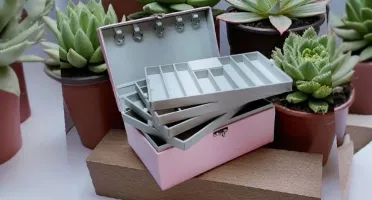 Caixa Organizadora Grande Rosa para Joias e Bijuterias