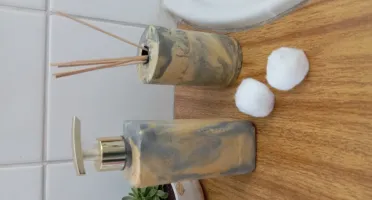 Kit BanheiroLavabo Cimento Porta Sabonete Líquido E Difusor