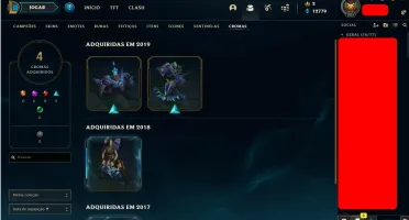 Vendo conta lvl 221, 84 skins, todos campeões, 12.779 azul,