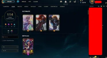 Vendo conta lvl 221, 84 skins, todos campeões, 12.779 azul,