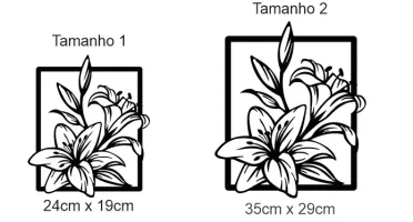 Quadro Floral Vazado em MDF Preto