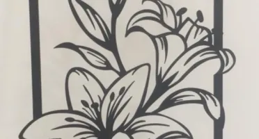 Quadro Floral Vazado em MDF Preto