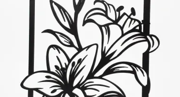 Quadro Floral Vazado em MDF Preto