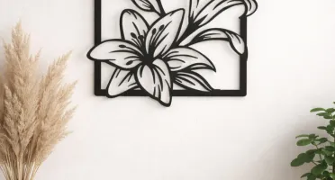 Quadro Floral Vazado em MDF Preto
