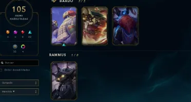 Conta com Oriana Vitoriosa, 105 skins e 98 champs